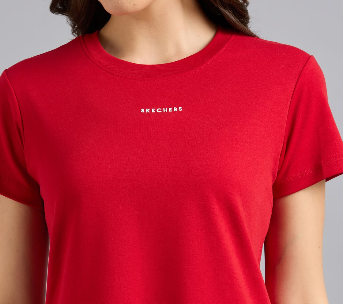 BASIC BRANDED INTERLOCK TEE, GRAY/RED