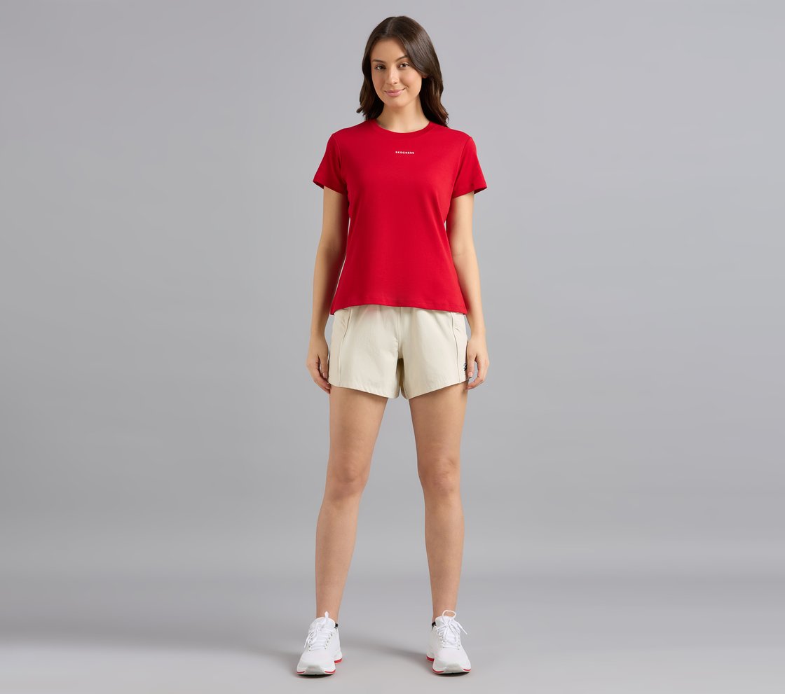 BASIC BRANDED INTERLOCK TEE, GRAY/RED