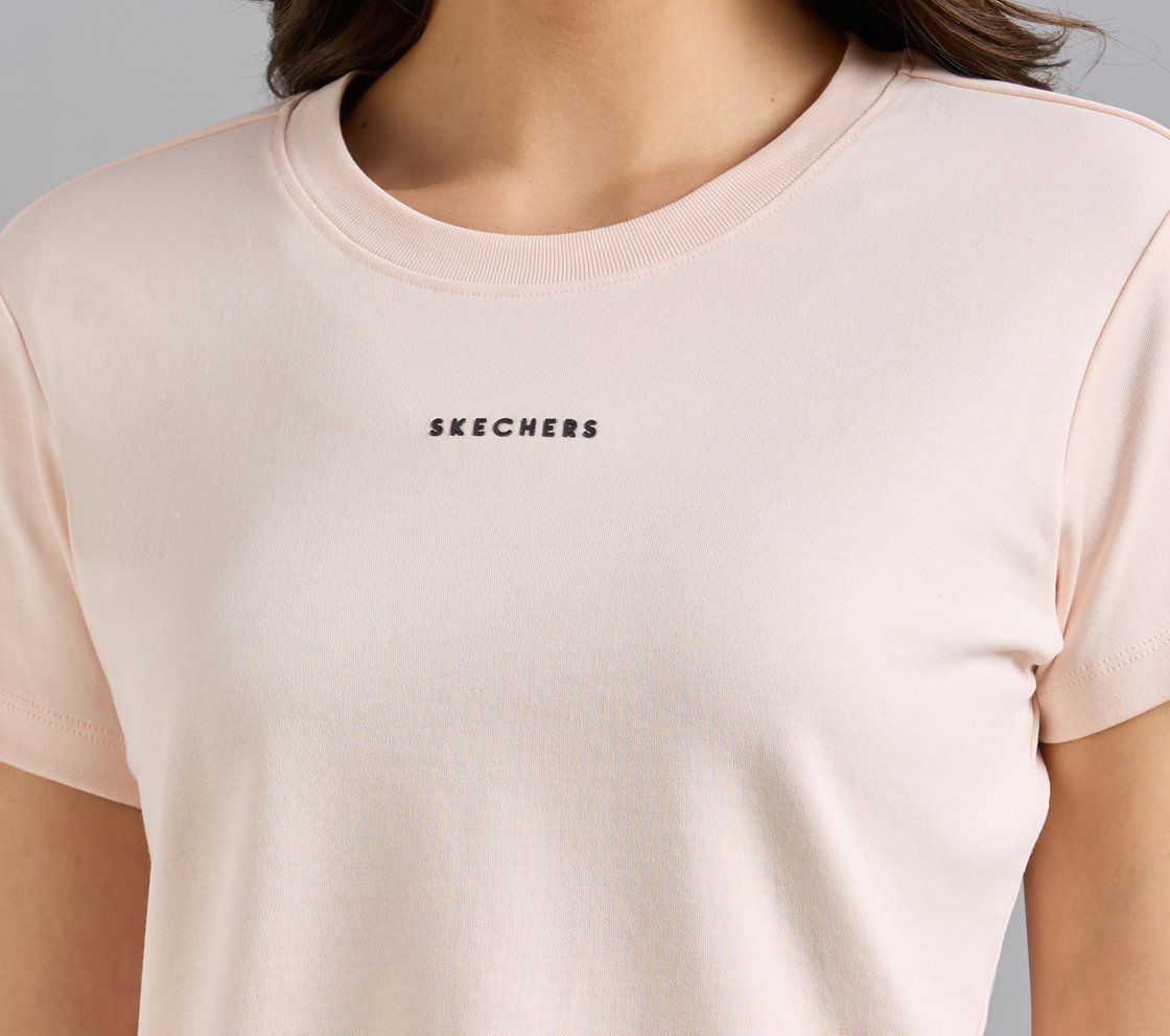 BASIC BRANDED INTERLOCK TEE, NATURAL/BLUE Apparel Right View