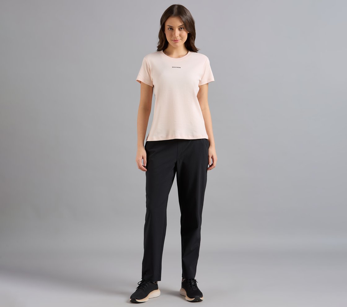 BASIC BRANDED INTERLOCK TEE, NATURAL/BLUE Apparel Right View