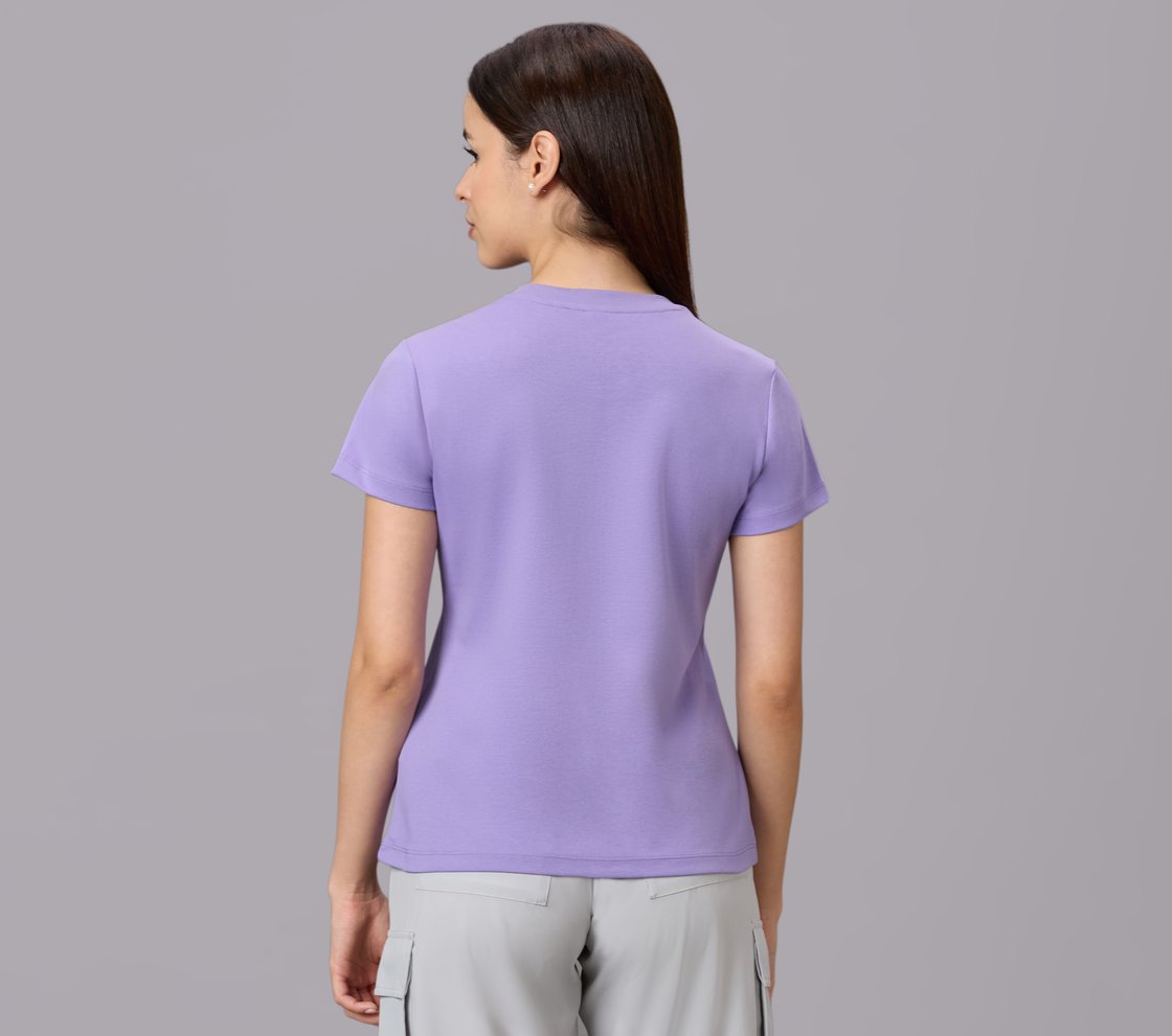 BASIC BRANDED INTERLOCK TEE, WHITE/LAVENDAR/PURPLE Apparel Left View
