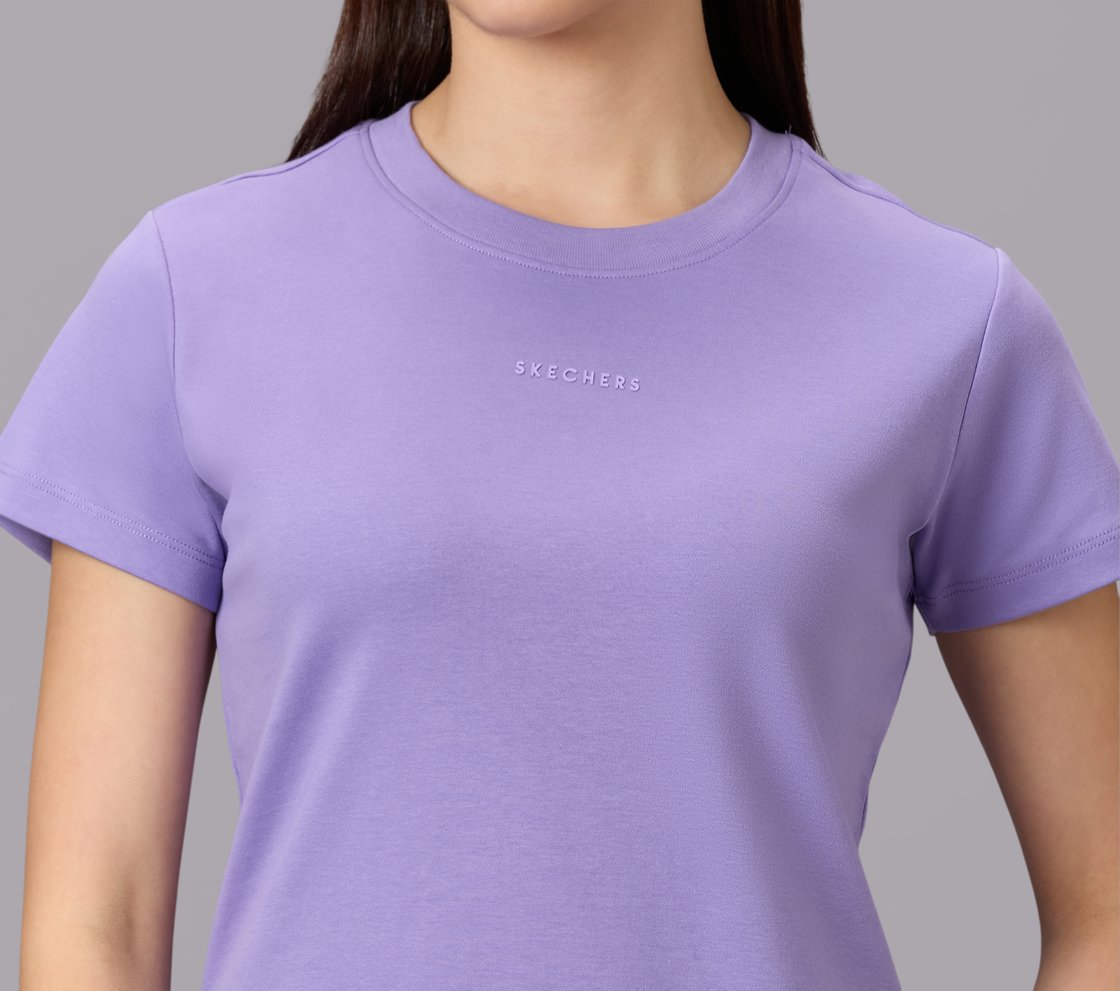 BASIC BRANDED INTERLOCK TEE, WHITE/LAVENDAR/PURPLE