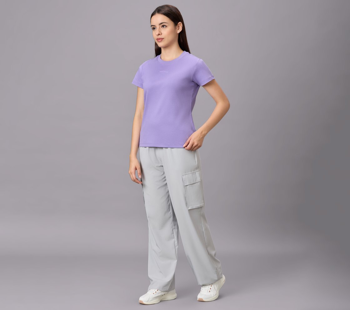 BASIC BRANDED INTERLOCK TEE, WHITE/LAVENDAR/PURPLE