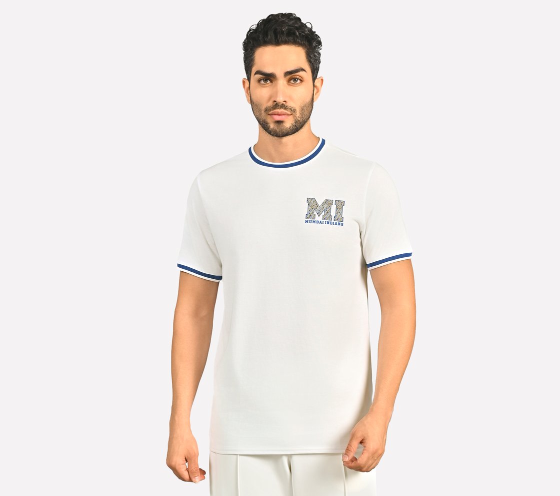 MUMBAI INDIANS: BACK PRINT T-SHIRT, WHITE Apparel Lateral View