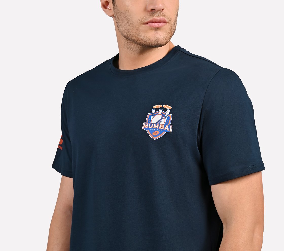 MUMBAI INDIANS: WICKET HD T-SHIRT, NAVY/PERIWINKLE Apparel Top View