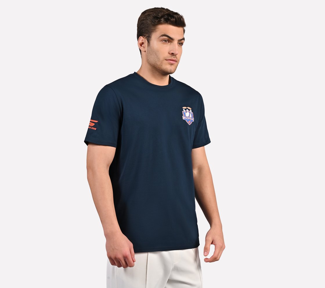 MUMBAI INDIANS: WICKET HD T-SHIRT, NAVY/PERIWINKLE Apparel Bottom View