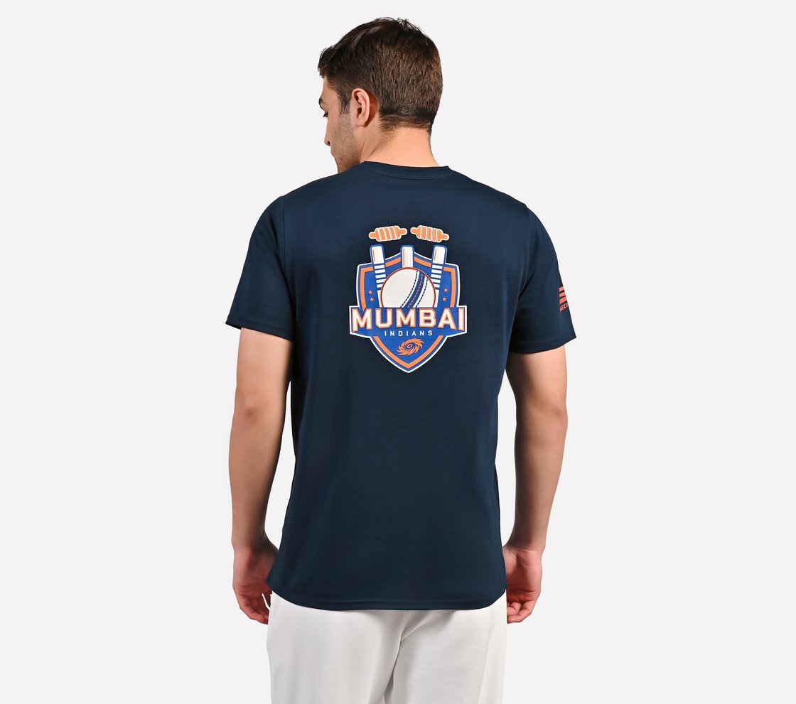 MUMBAI INDIANS: WICKET HD T-SHIRT, NAVY/PERIWINKLE Apparel Left View