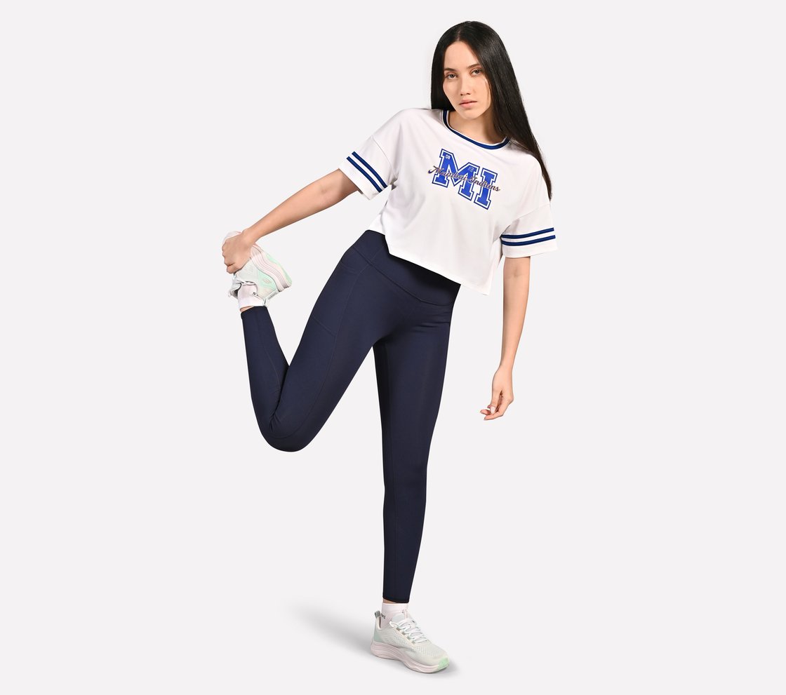 MUMBAI INDIANS: MESH CROP TOP, WHITE Apparel Right View