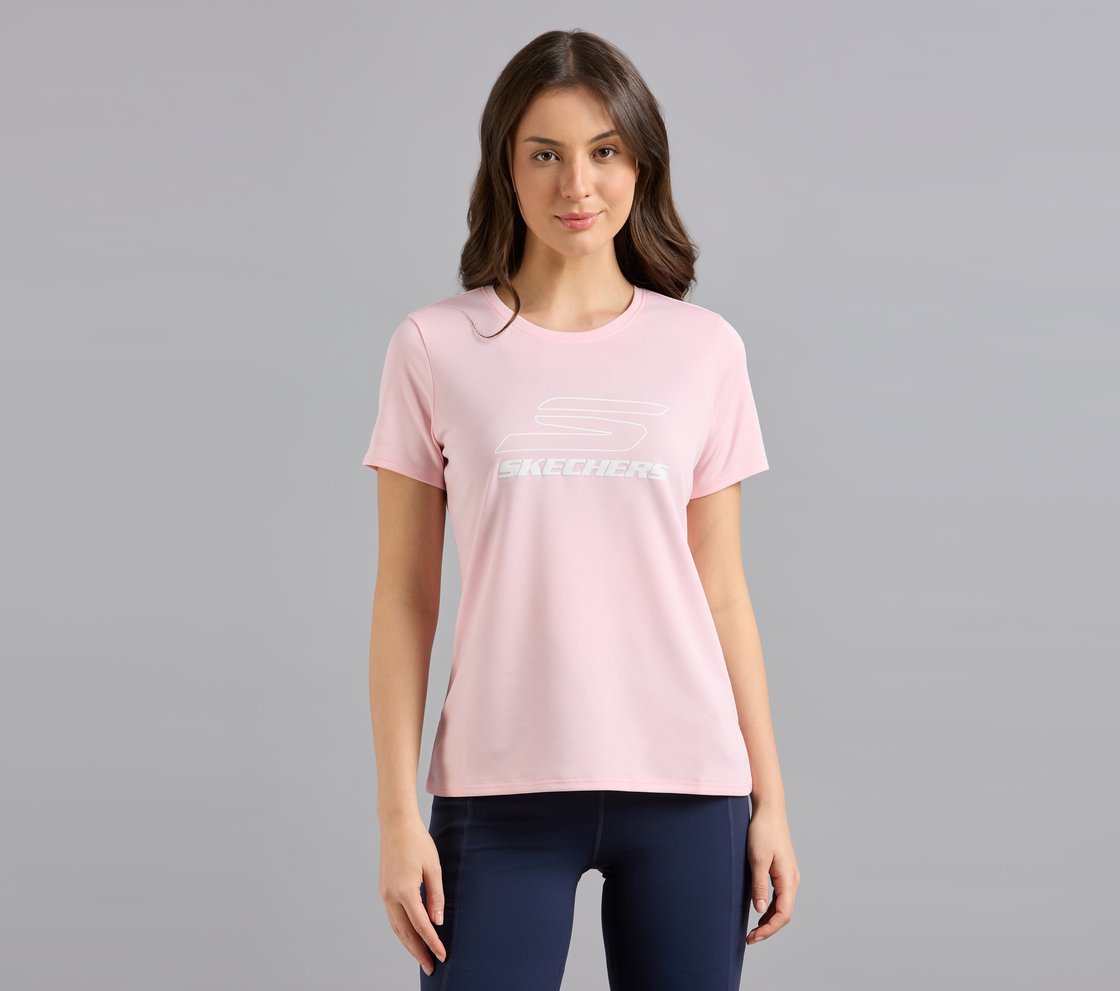 PERFORMANCE RUNNING T-SHIRT, WHITE/PINK Apparel Lateral View