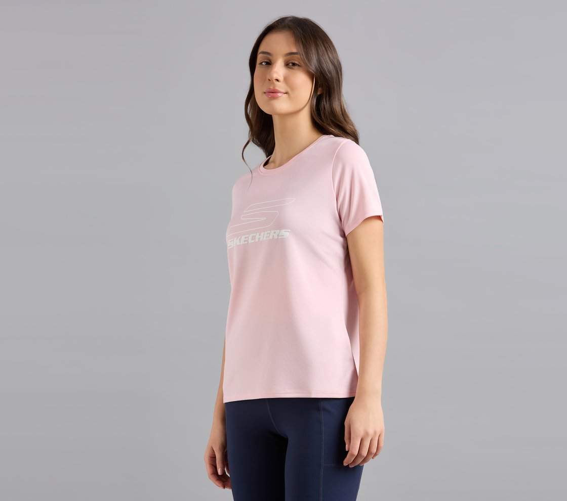 PERFORMANCE RUNNING T-SHIRT, WHITE/PINK Apparel Top View