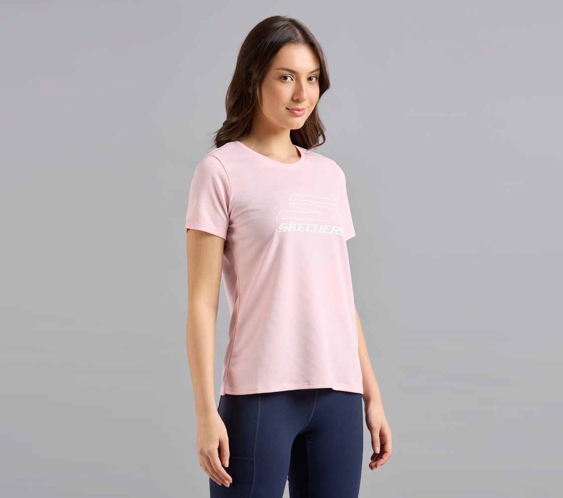PERFORMANCE RUNNING T-SHIRT, WHITE/PINK Apparel Bottom View