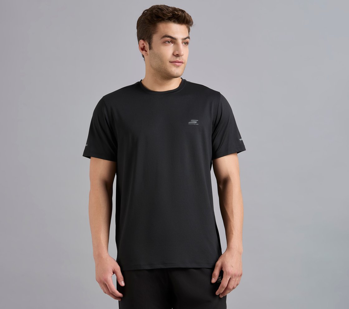 SKECHERS BACK LOGO TEE, BLACK Apparel Lateral View