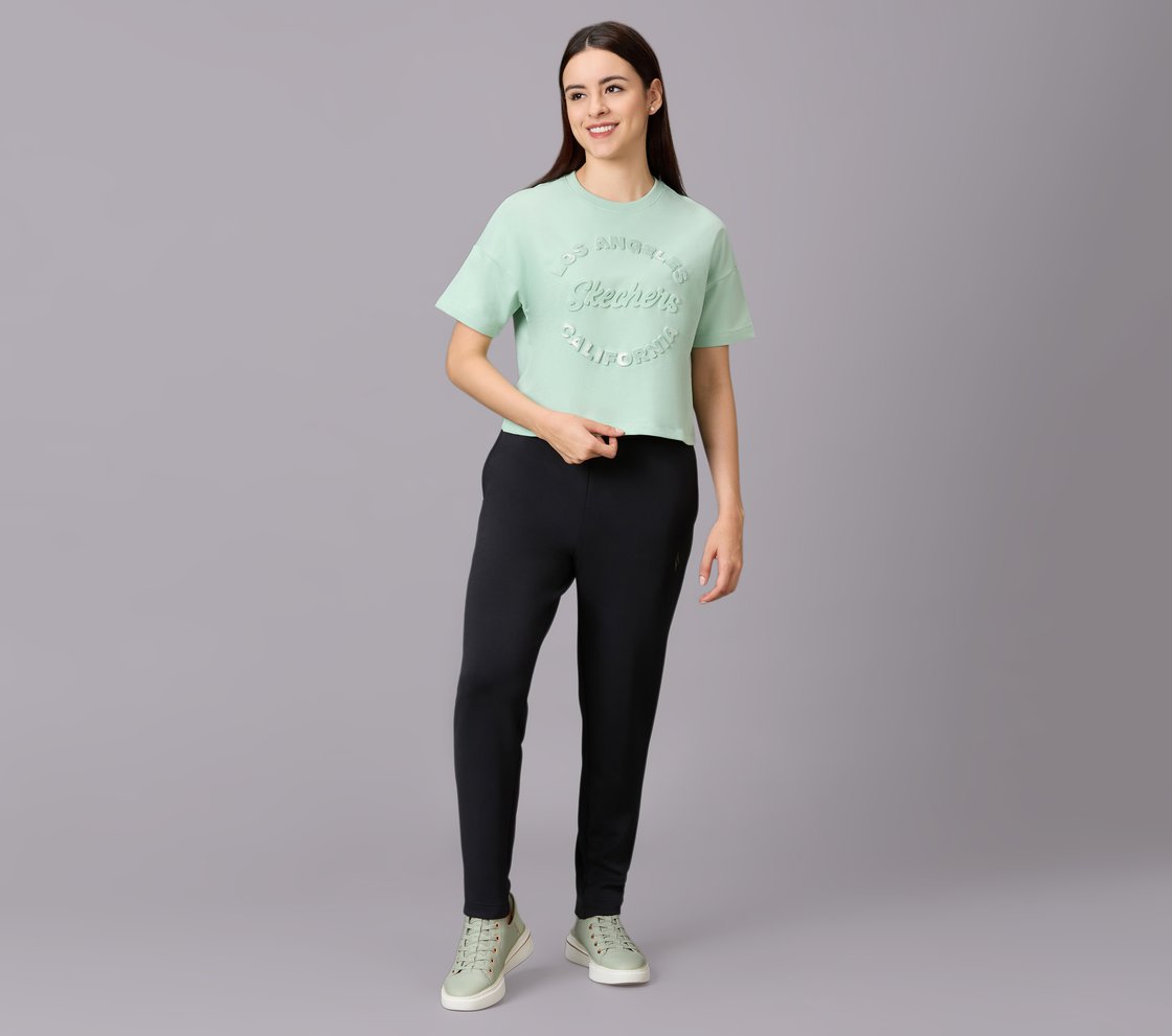 EMBOSSED RHINESTONE TEE, WHITE/GOLD