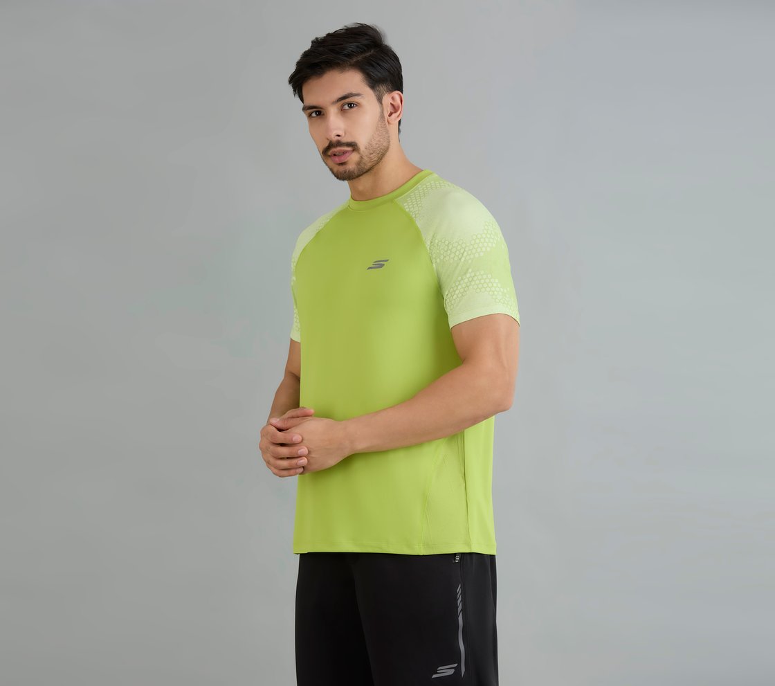 SOCCER BRANDED T-SHIRT, LIME Apparel Top View