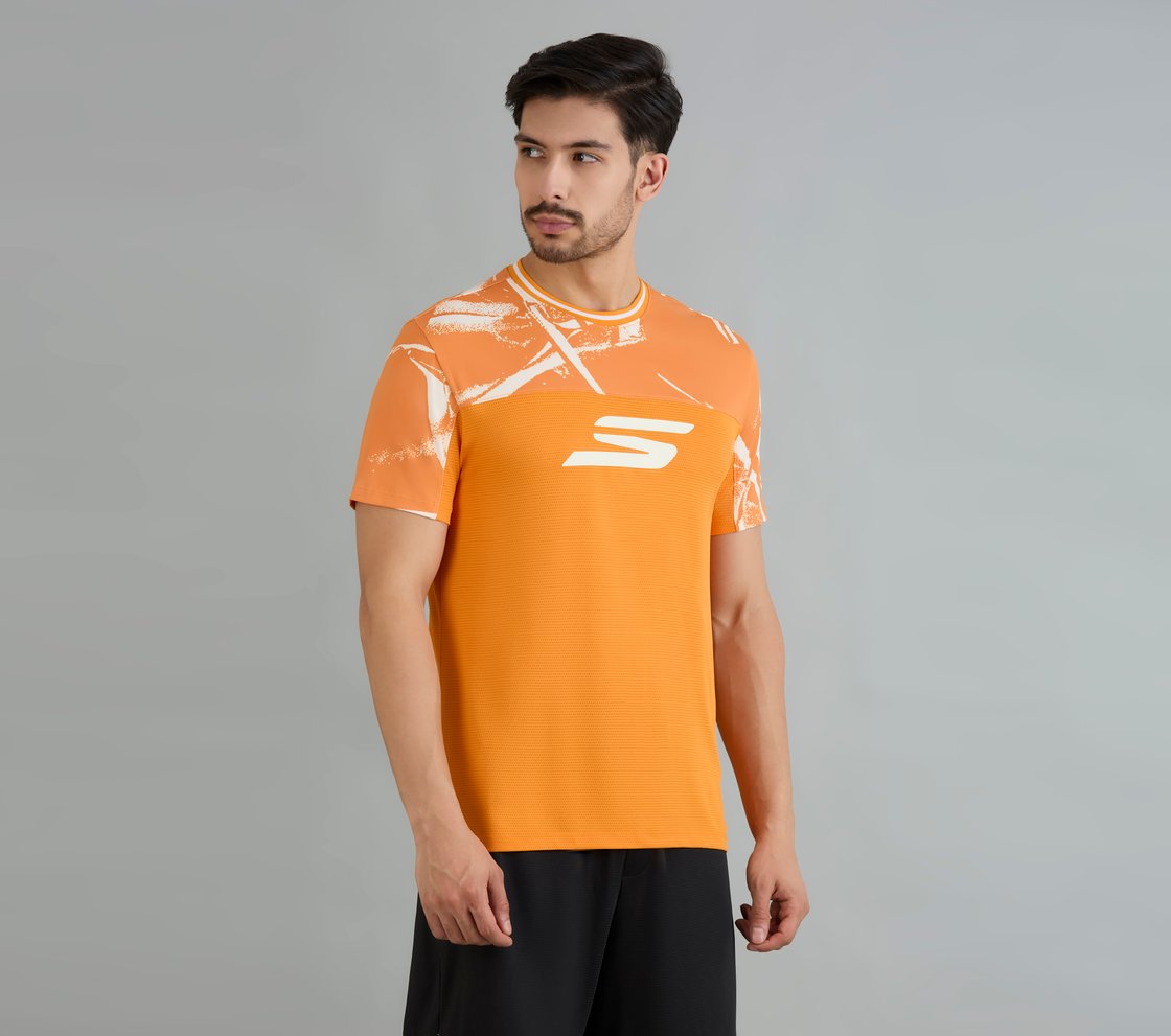 BASKETBALL COLOR BLOCK T-SHIRT, TURQUOISE/CORAL