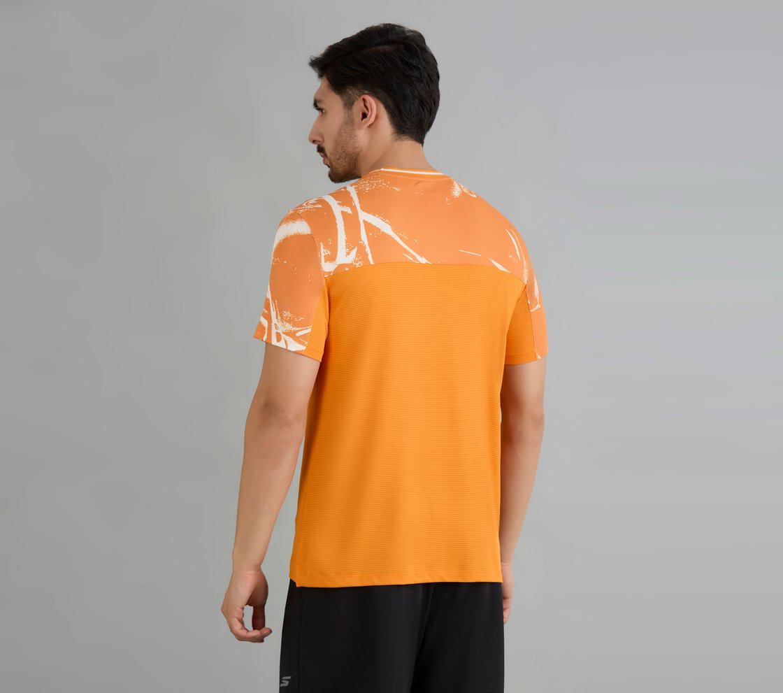 BASKETBALL COLOR BLOCK T-SHIRT, TURQUOISE/CORAL