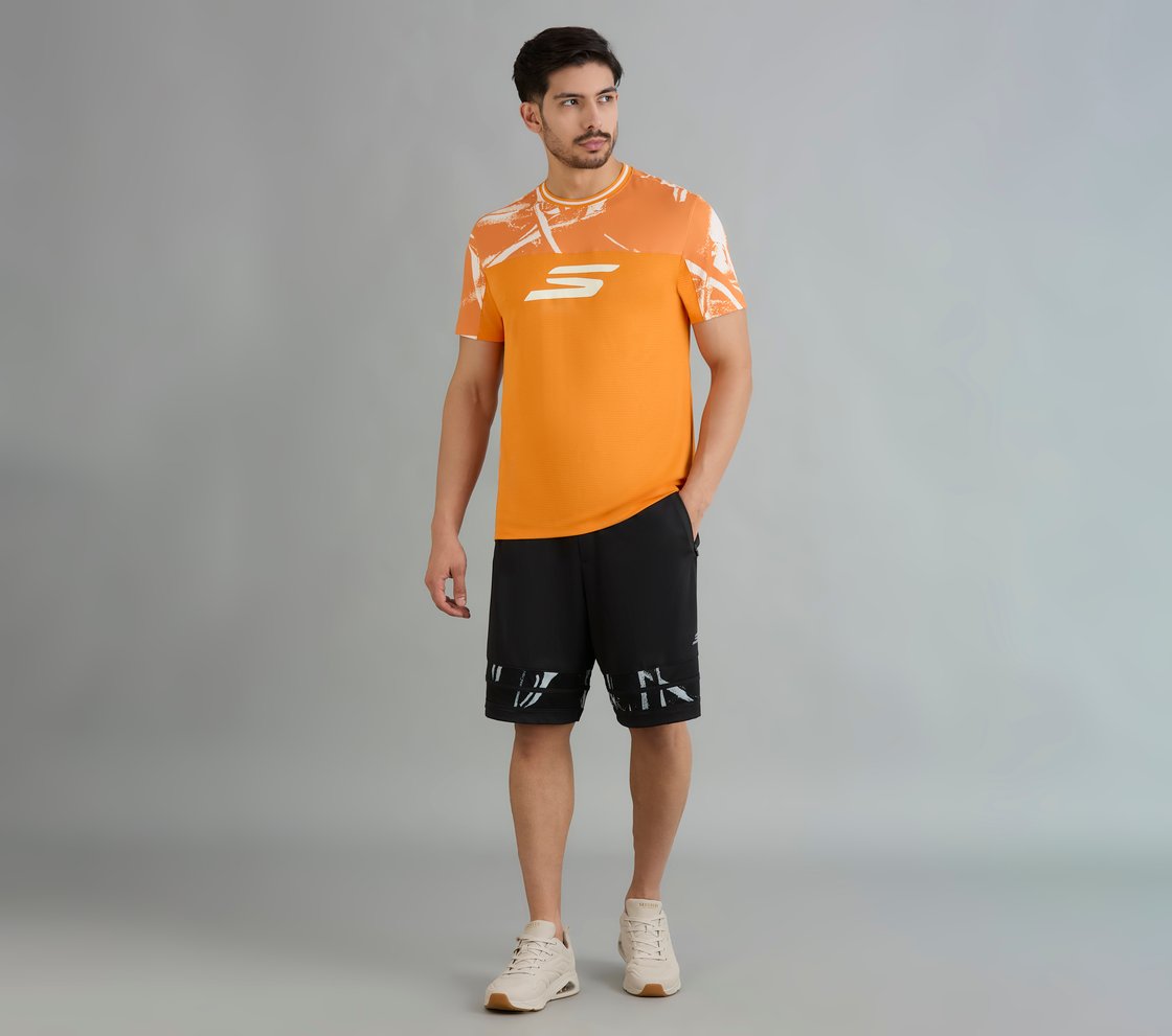 BASKETBALL COLOR BLOCK T-SHIRT, TURQUOISE/CORAL