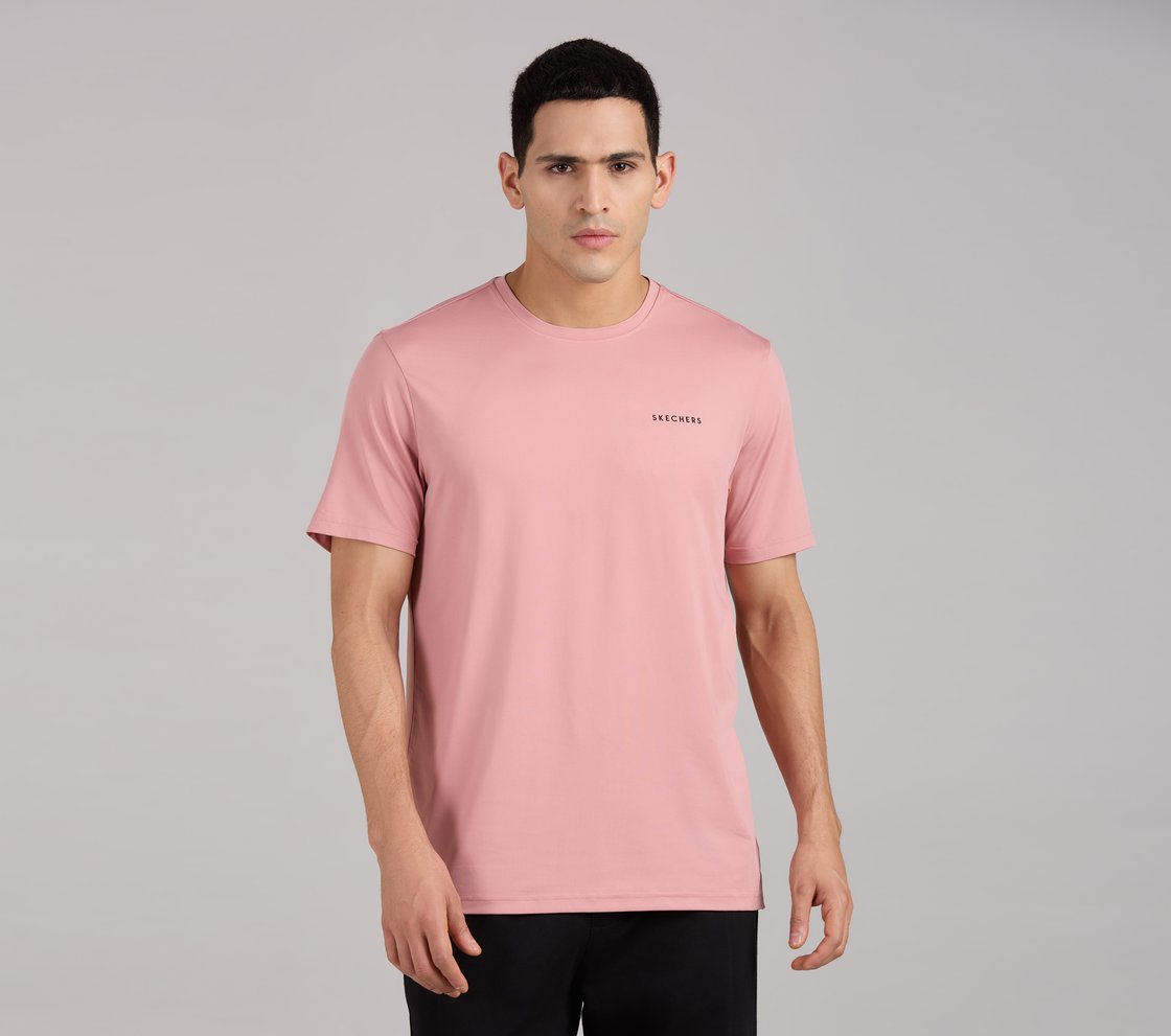 SKECHERS ULTRASOFT TEE, TAUPE/PINK Apparel Lateral View
