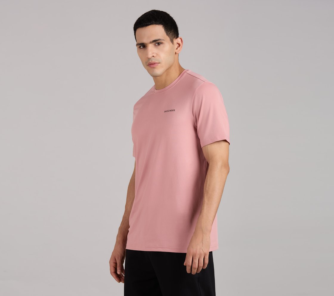 SKECHERS ULTRASOFT TEE, TAUPE/PINK Apparel Top View