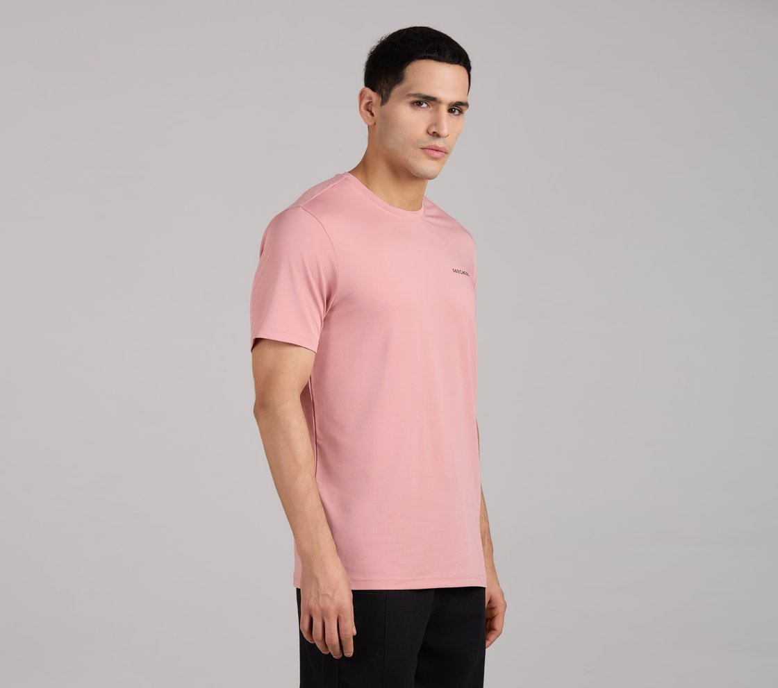 SKECHERS ULTRASOFT TEE, TAUPE/PINK Apparel Bottom View