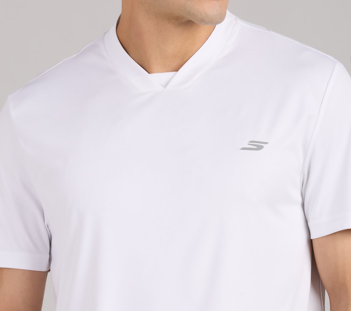 CRICKET V-MESH POLO, WHITE Apparel Right View