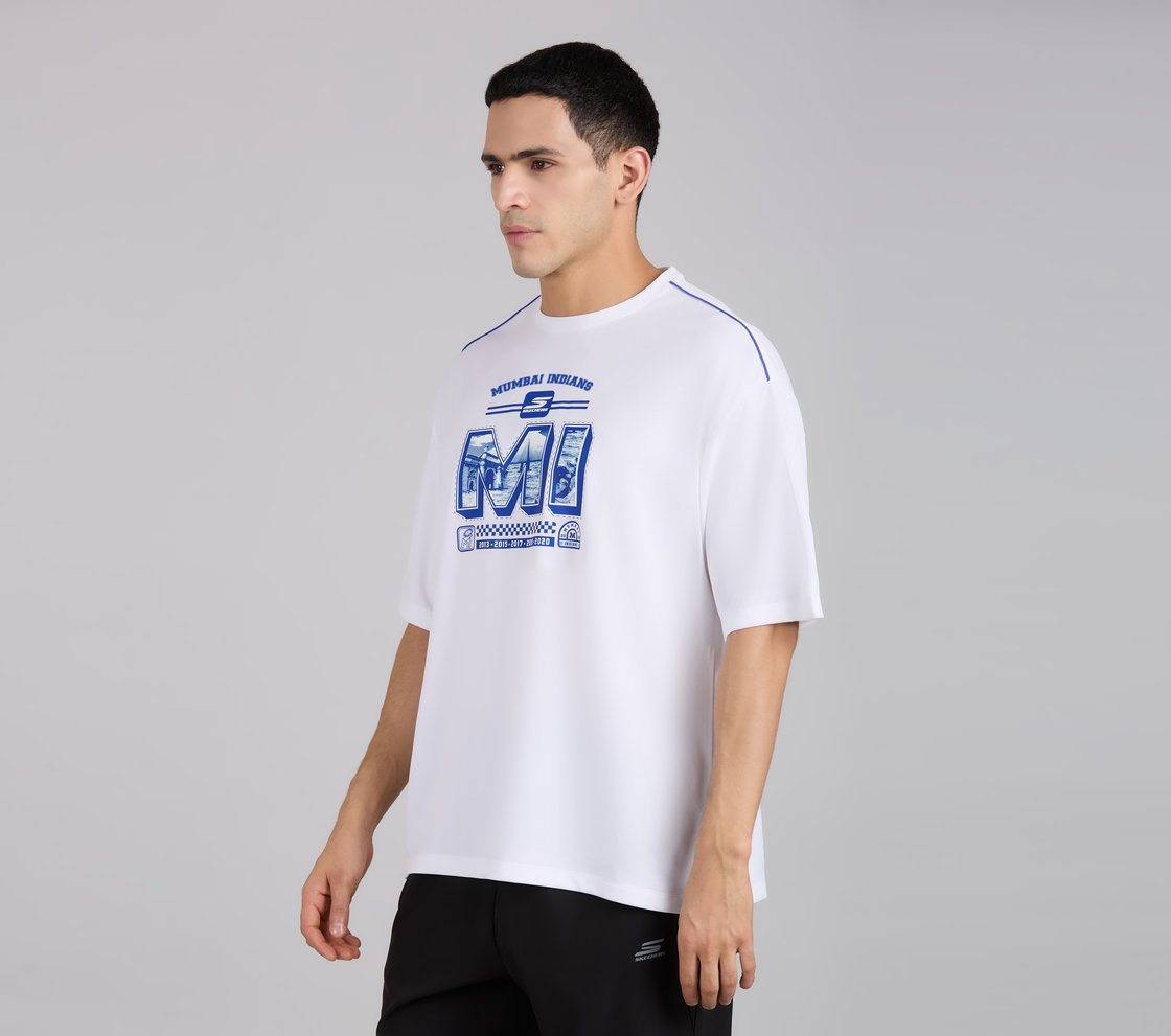 MUMBAI INDIANS GRAPHIC TEE, WHITE Apparel Top View