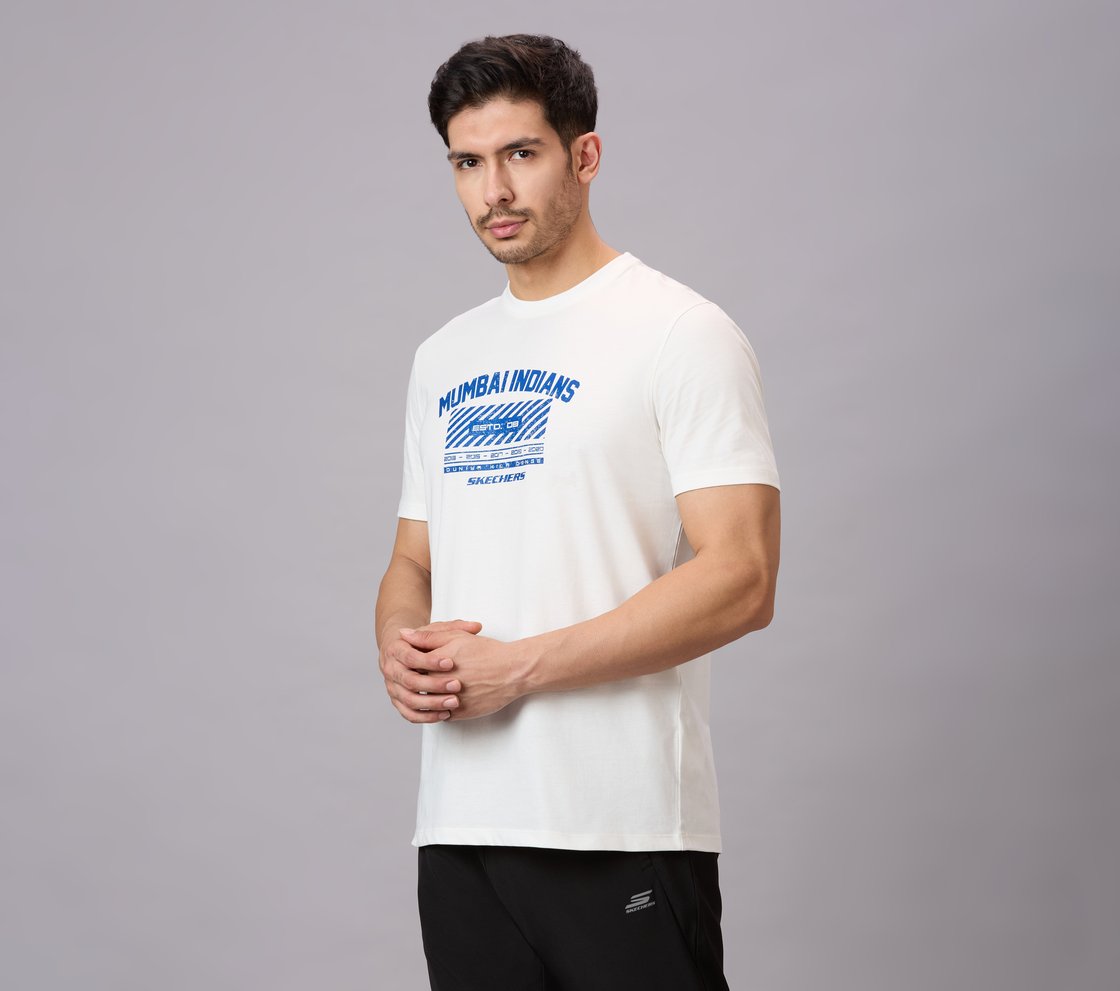 MUMBAI INDIANS DISTRESSED GRAPHIC TEE, WHITE