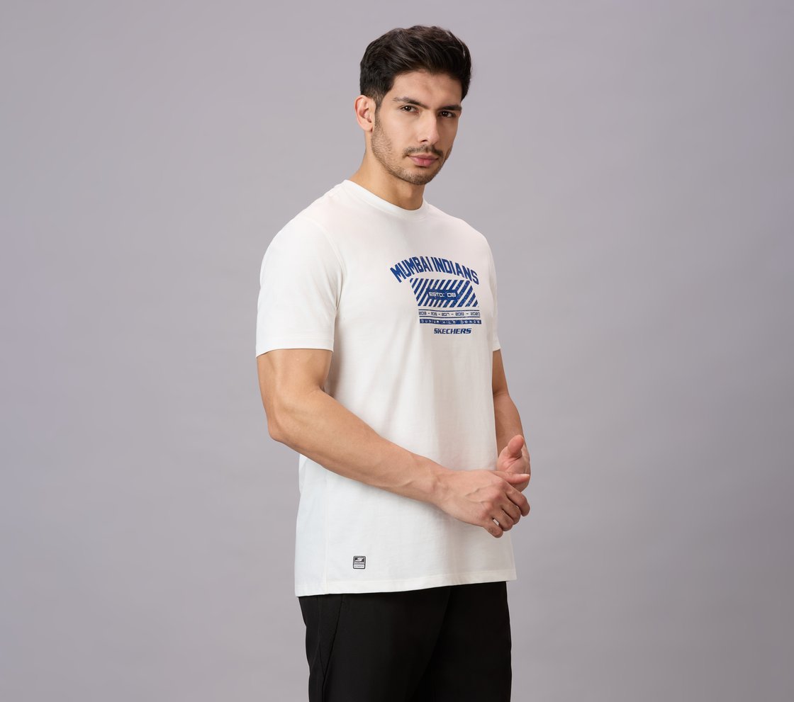 MUMBAI INDIANS DISTRESSED GRAPHIC TEE, WHITE Apparel Bottom View