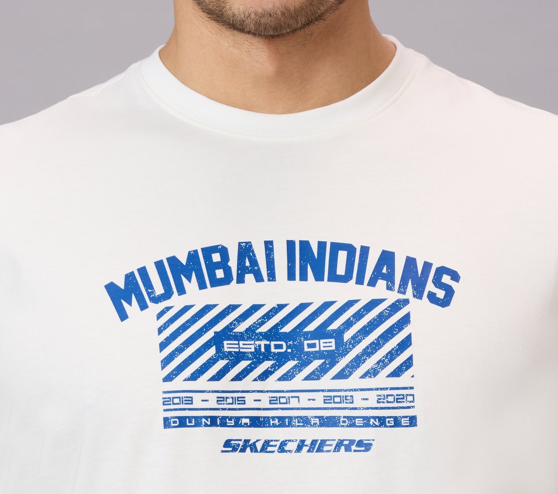 MUMBAI INDIANS DISTRESSED GRAPHIC TEE, WHITE Apparel Right View