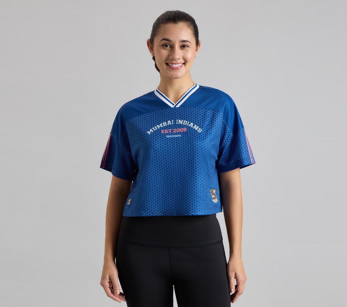 MUMBAI INDIANS CROP TOP, NAVY/PERIWINKLE Apparel Lateral View