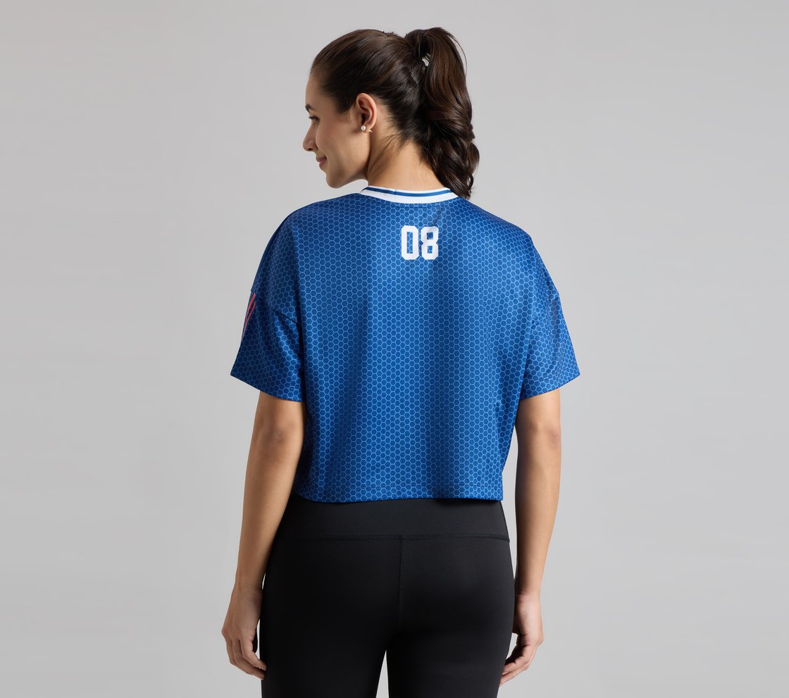 MUMBAI INDIANS CROP TOP, NAVY/PERIWINKLE Apparel Left View