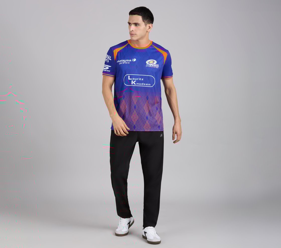 MUMBAI INDIANS IPL MEN'S TRAINING JERSEY 2026, ROYAL/NAVY/LIME
