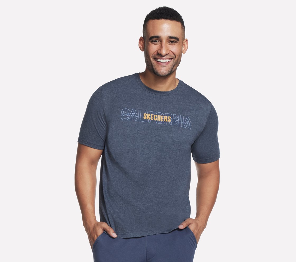 PAST TIME T-SHIRT, CHARCOAL/NAVY Apparel Lateral View