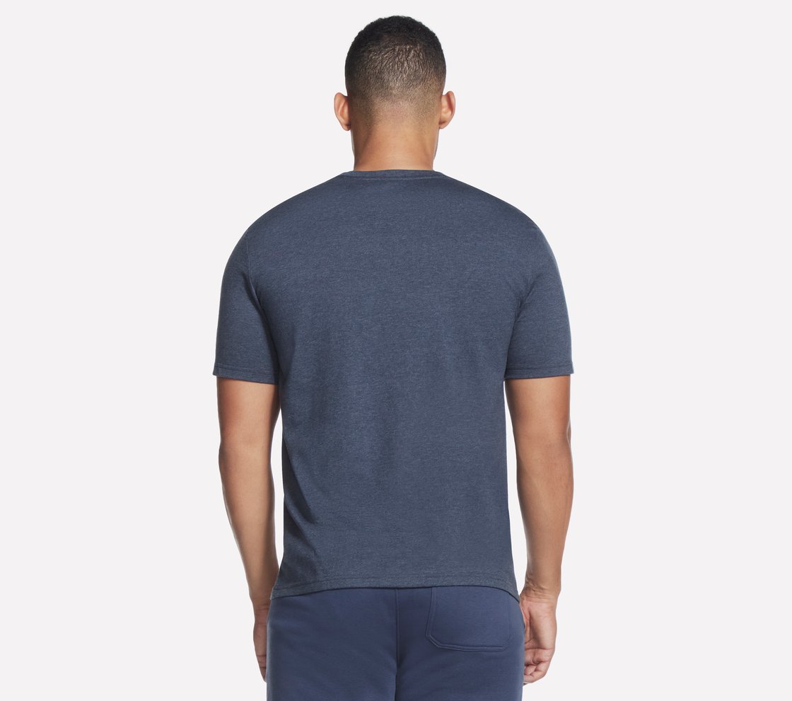 PAST TIME T-SHIRT, CHARCOAL/NAVY Apparel Top View