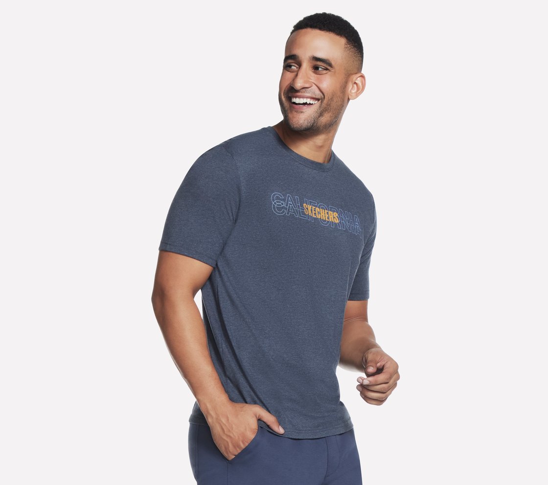 PAST TIME T-SHIRT, CHARCOAL/NAVY Apparel Bottom View