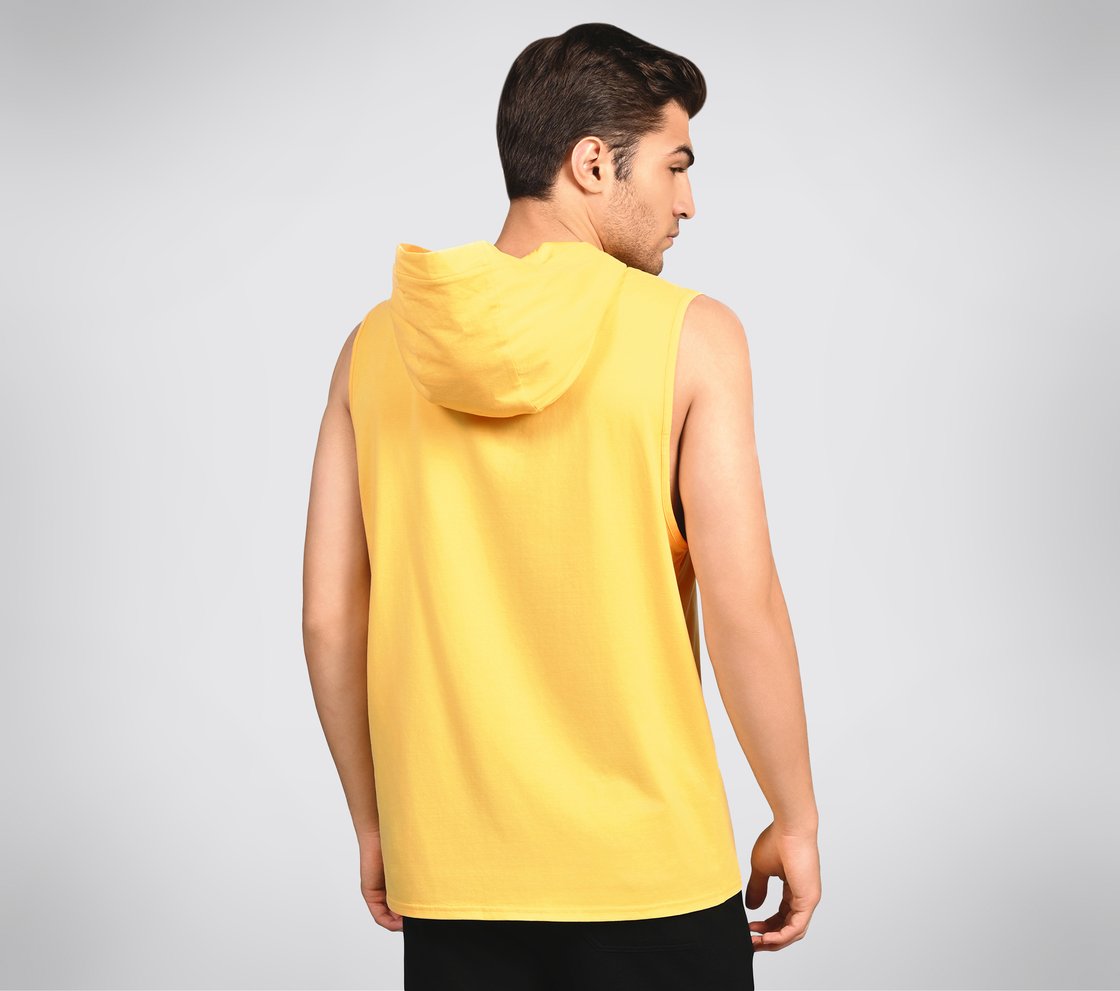 OASIS CAMO HOODIE TANK, RED/YELLOW Apparel Left View