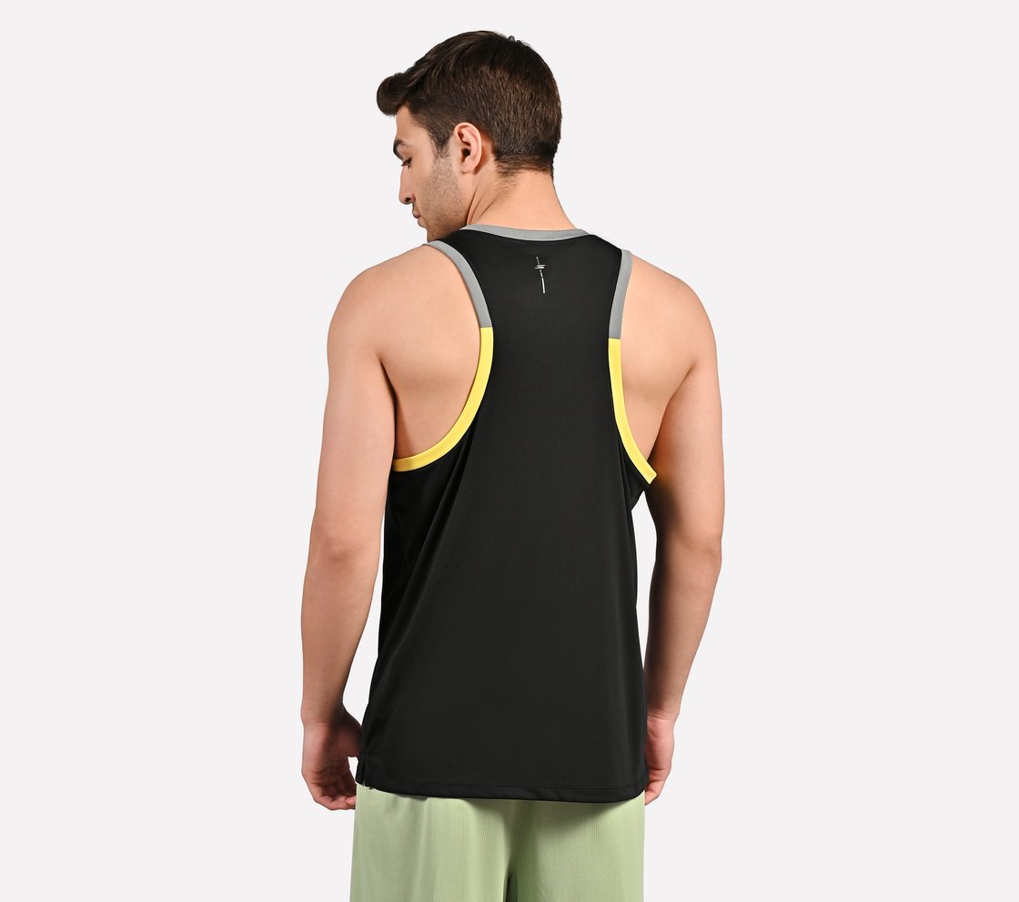 CUT AND SEW PERFORMANCE TANK, GRAY/GREEN Apparel Left View