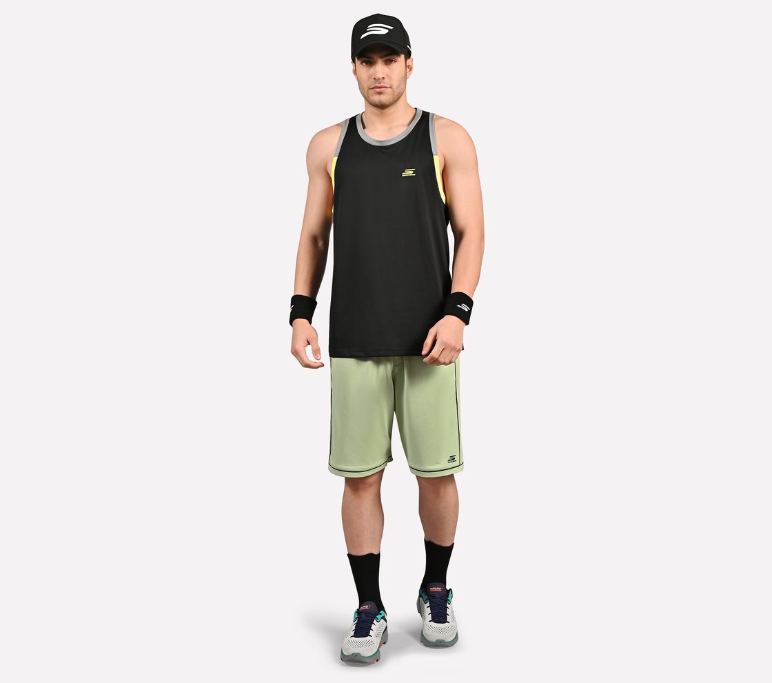 CUT AND SEW PERFORMANCE TANK, GRAY/GREEN Apparel Right View