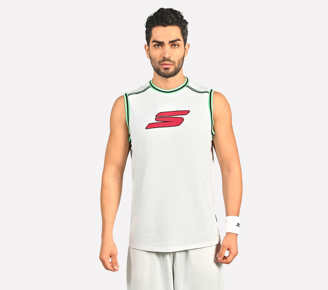 SKECHERS BASKETBALL MENS TANK, LIME/MULTI Apparel Lateral View