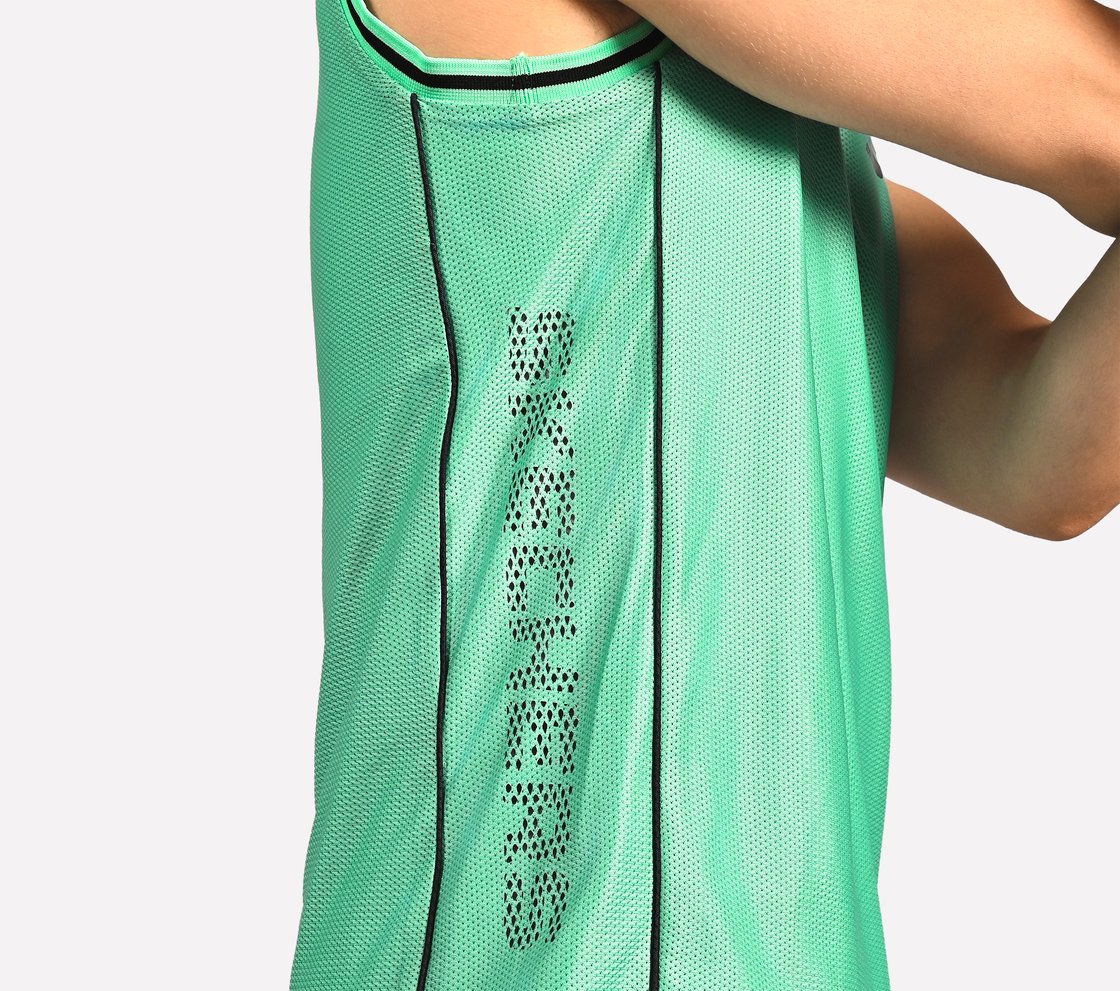 SKECHERS BASKETBALL MENS TANK, LIME/MULTI Apparel Bottom View