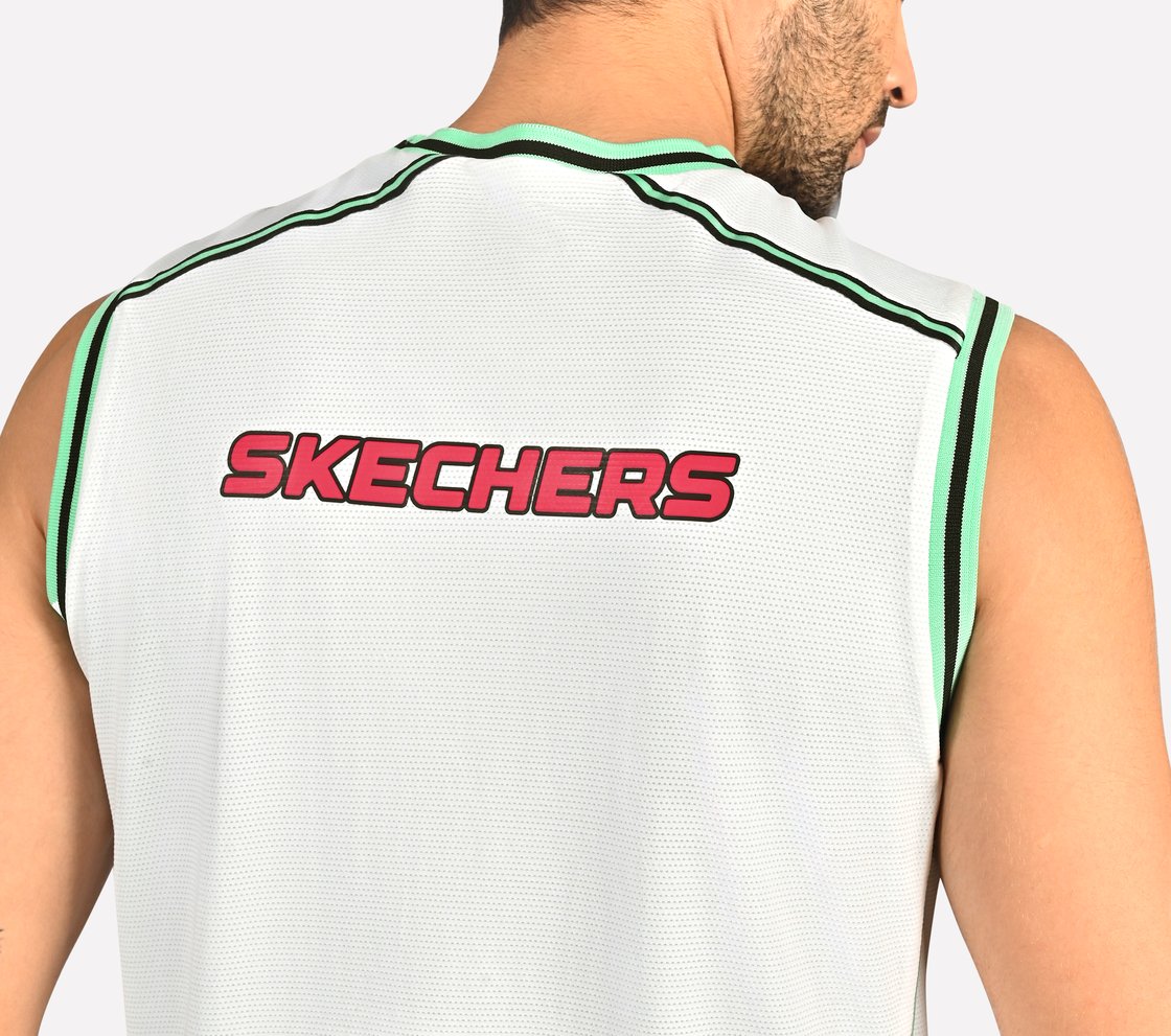 SKECHERS BASKETBALL MENS TANK, LIME/MULTI Apparel Left View
