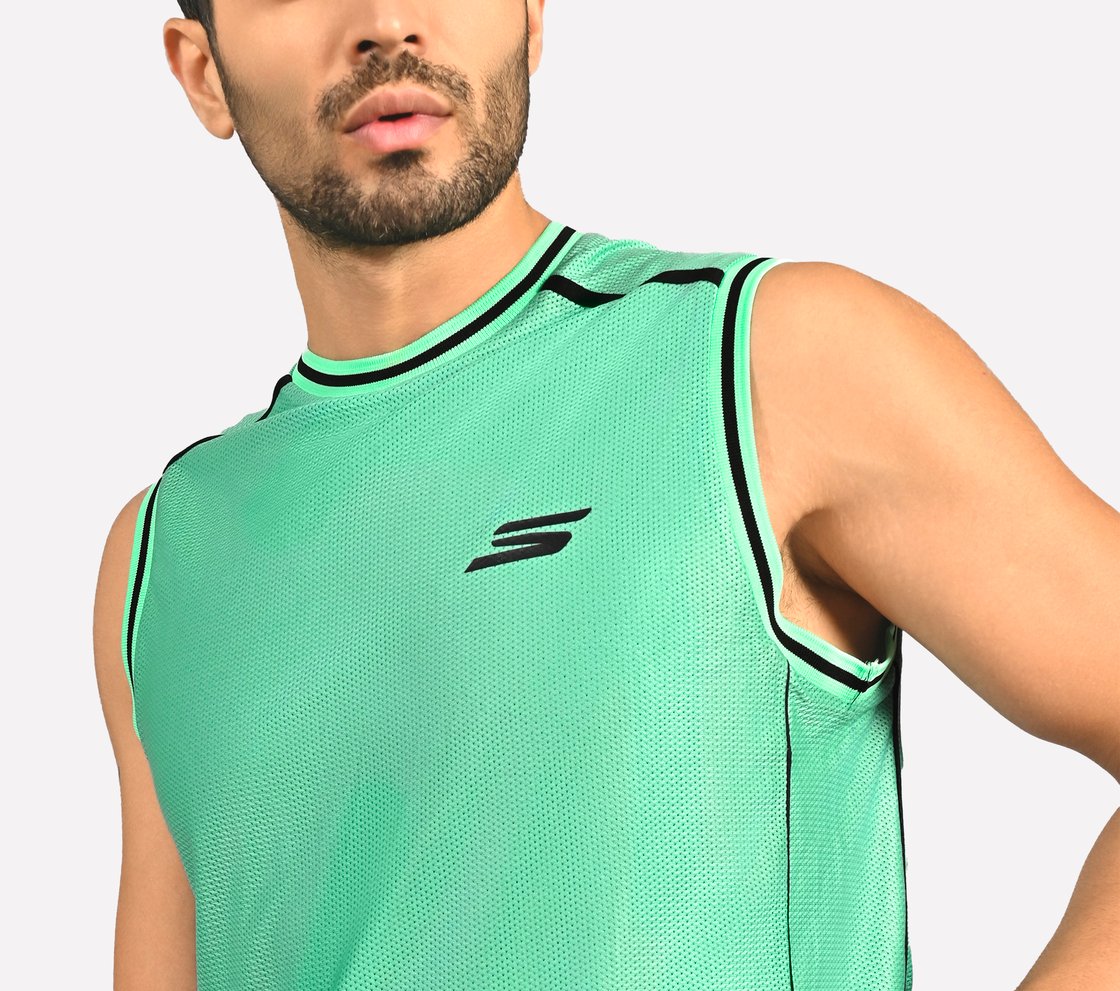 SKECHERS BASKETBALL MENS TANK, LIME/MULTI Apparel Right View