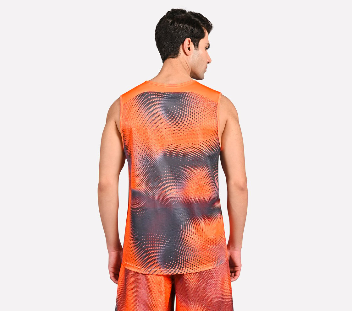 MENS SOCCER PERFORMANCE TANK, TAUPE/ ORANGE
