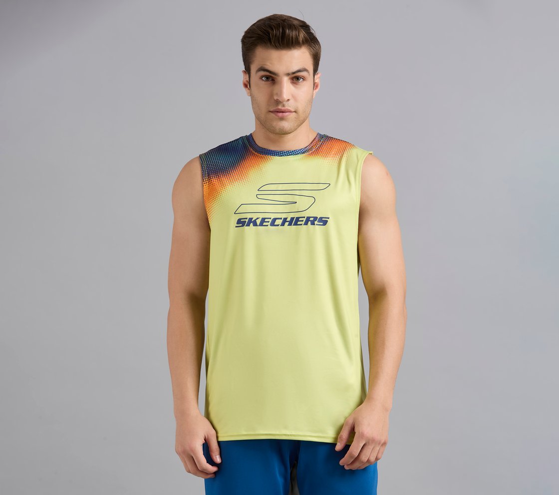 SHOULDER GRAFFITI PICKLEBALL TANK, MINT/YELLOW Apparel Lateral View