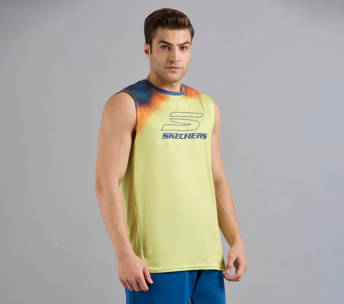 SHOULDER GRAFFITI PICKLEBALL TANK, MINT/YELLOW