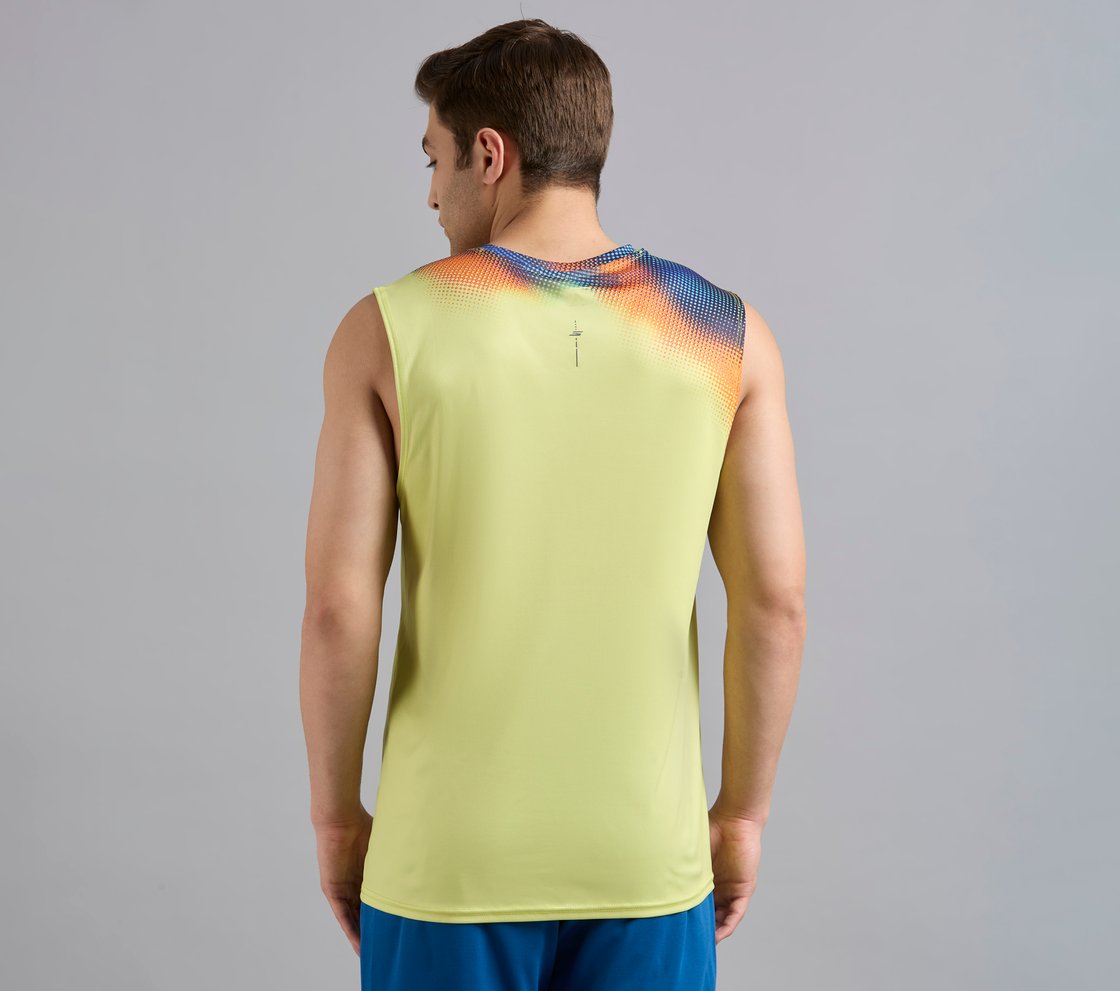 SHOULDER GRAFFITI PICKLEBALL TANK, MINT/YELLOW Apparel Left View