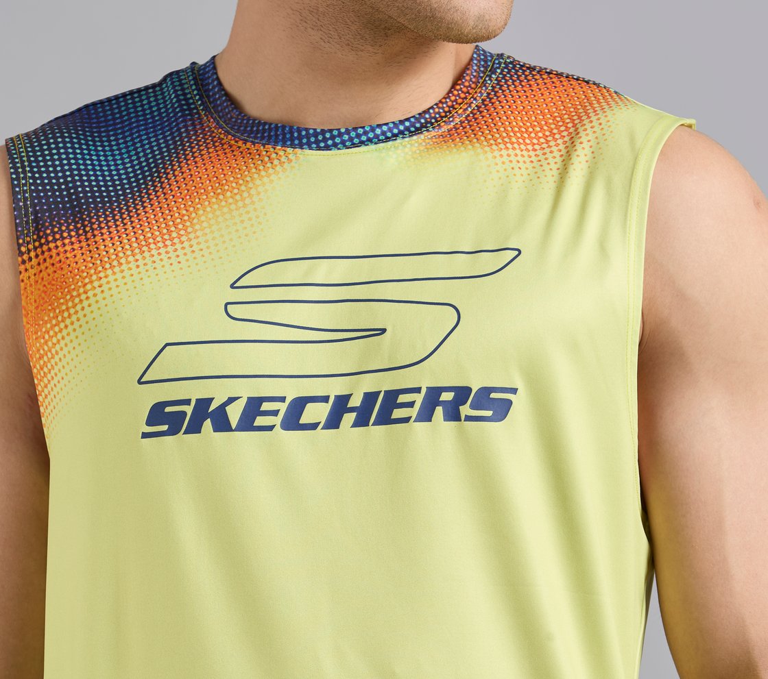 SHOULDER GRAFFITI PICKLEBALL TANK, MINT/YELLOW Apparel Right View