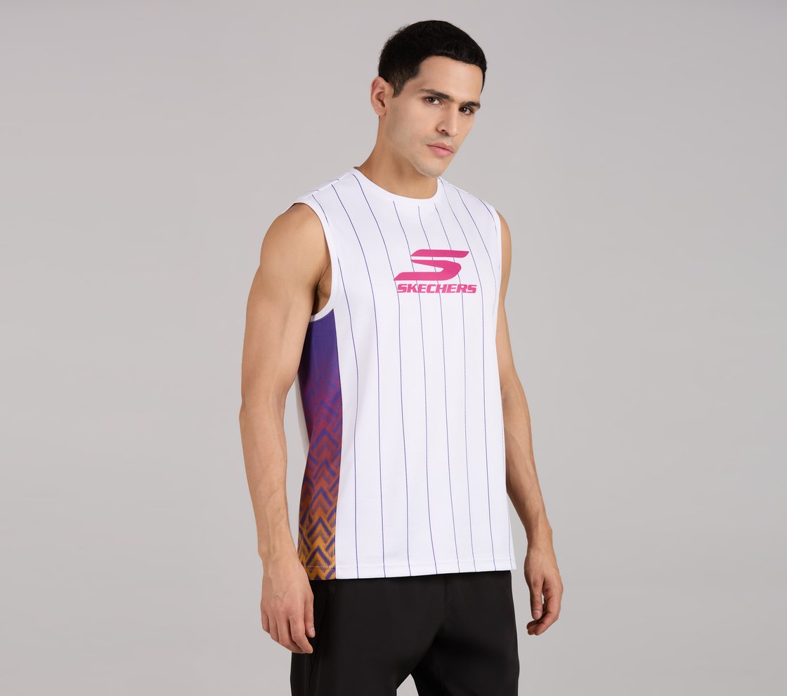 BASKETBALL STRIPER TANK, WHITE