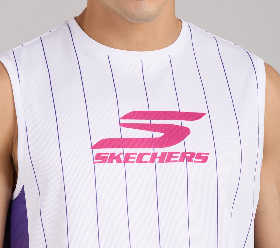 BASKETBALL STRIPER TANK, WHITE