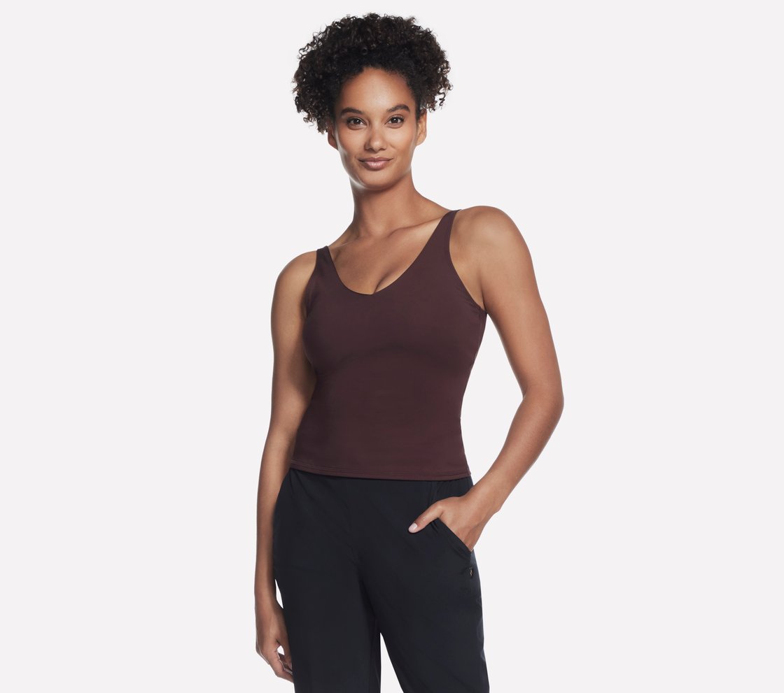 GOSCULPT V NECK TANK, BURGUNDY/BROWN Apparel Lateral View